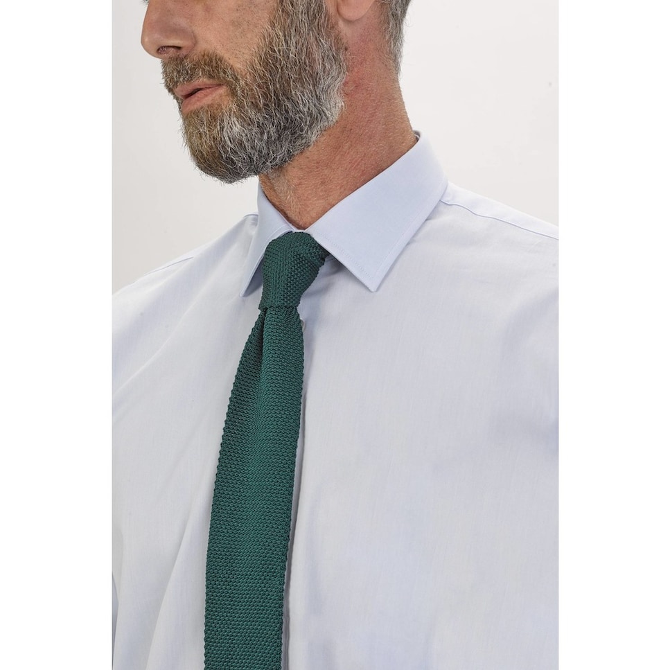 Camisa Lisa Fit Regular com colarinho clássico Azul-1
