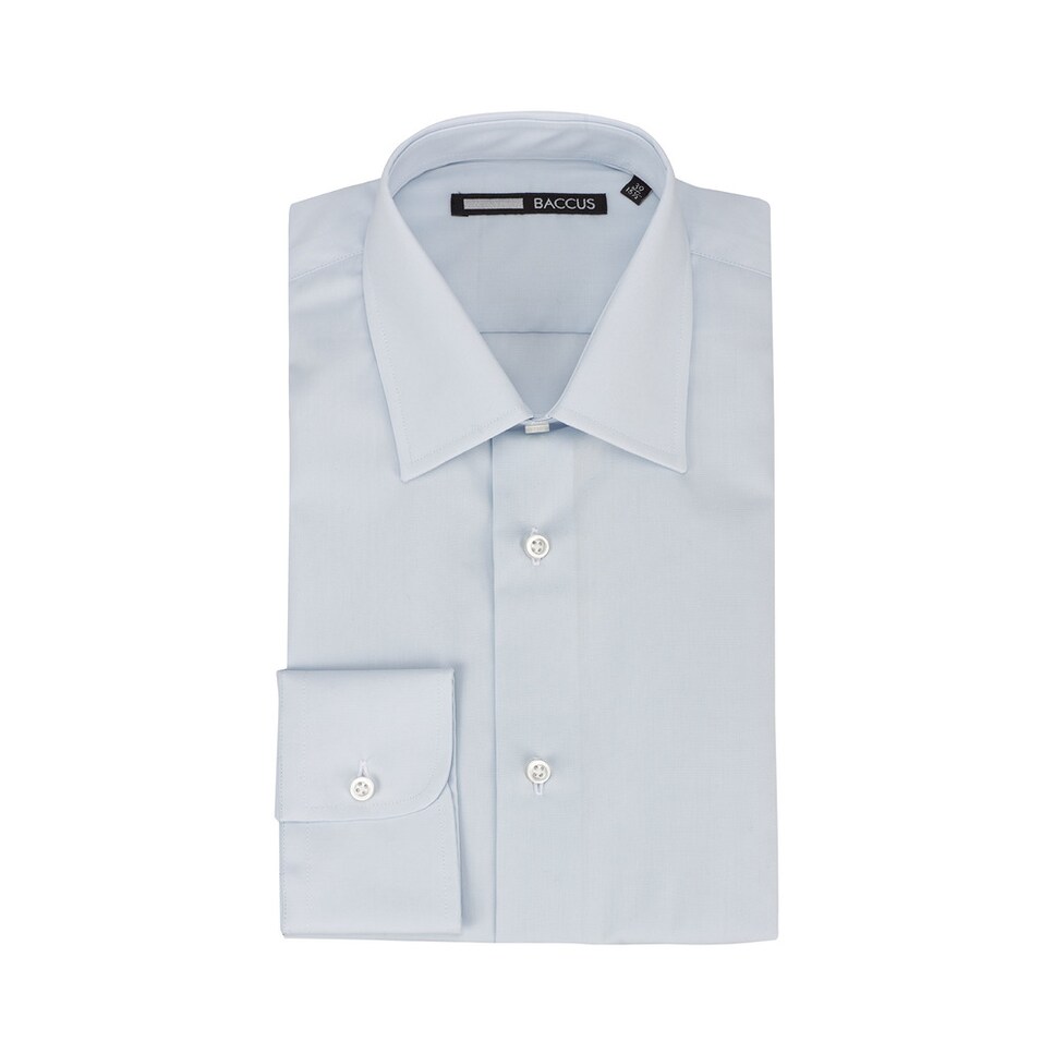 Camisa Lisa Fit Regular com colarinho clássico Azul-2