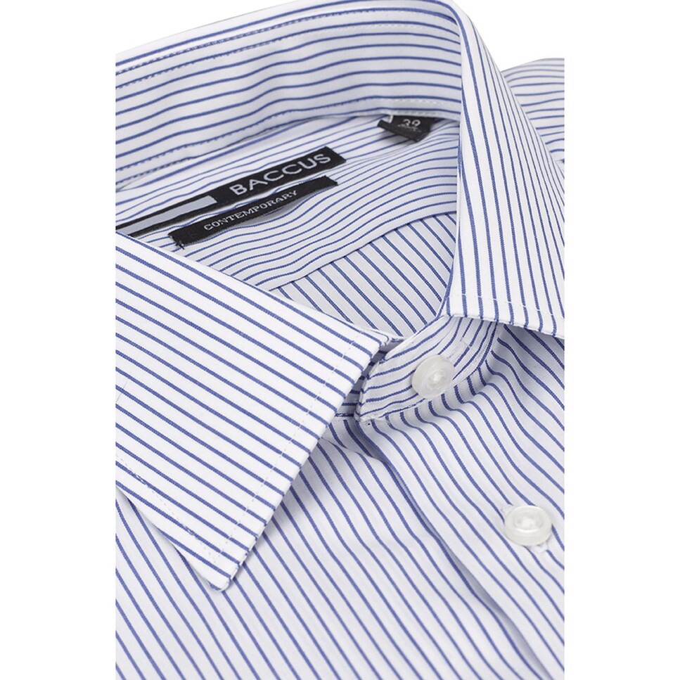Camisa com riscas com Fit Regular e colarinho clássico Azul-4