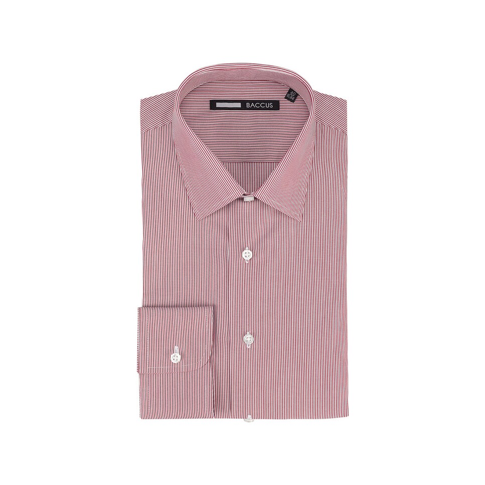 Camisa com riscas Fit Regular e colarinho clássico Vermelho-2
