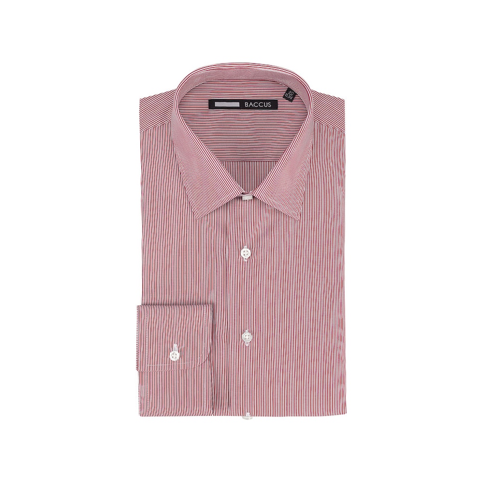 Camisa com riscas Fit Regular e colarinho clássico Vermelho-2