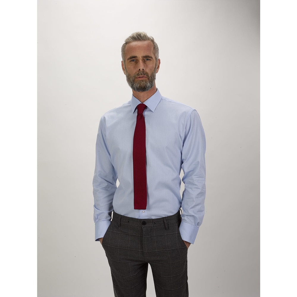 Camisa em falso liso Azul-1