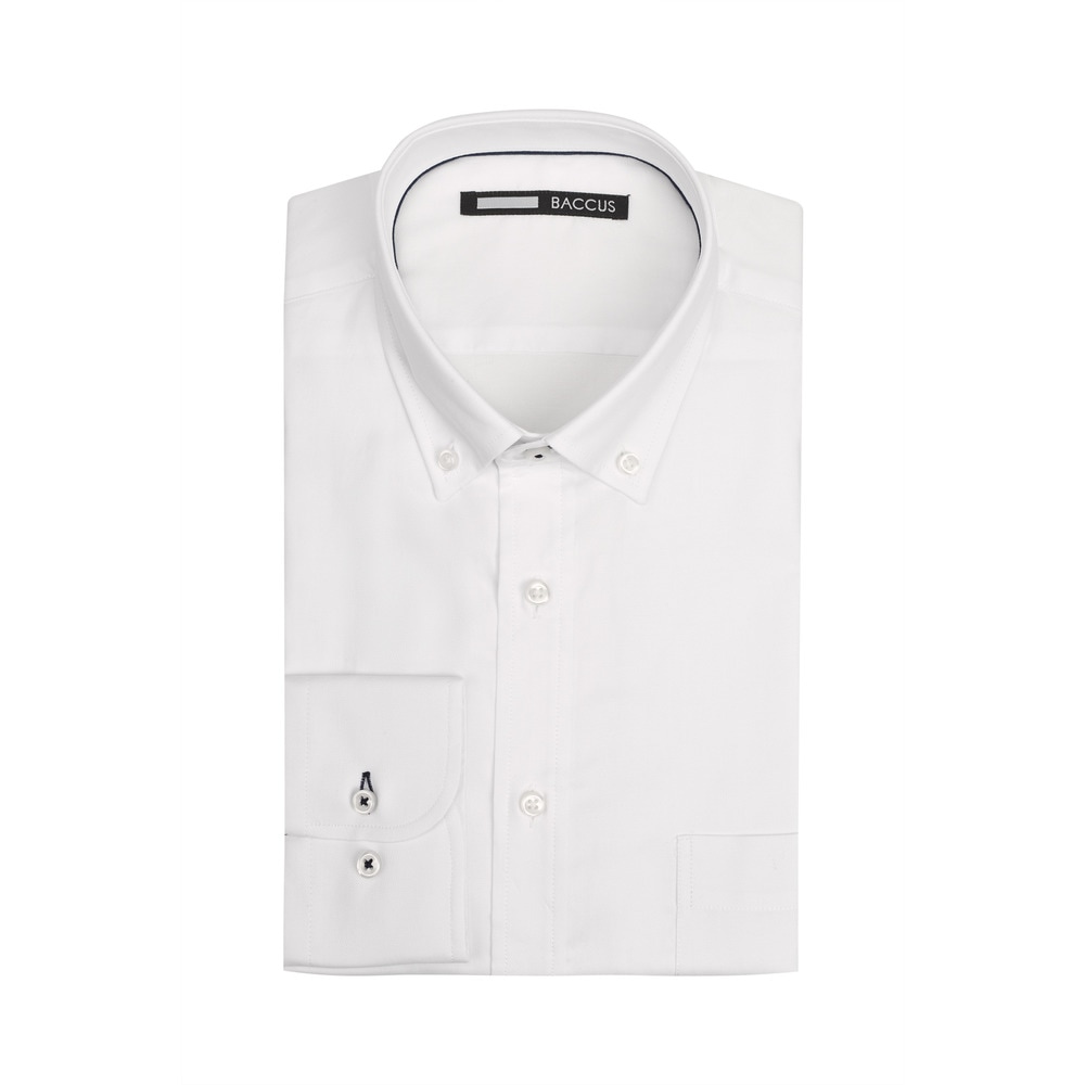Camisa Sport, Fit Regular, Oxford com botão no colarinho e bolso Branco-1