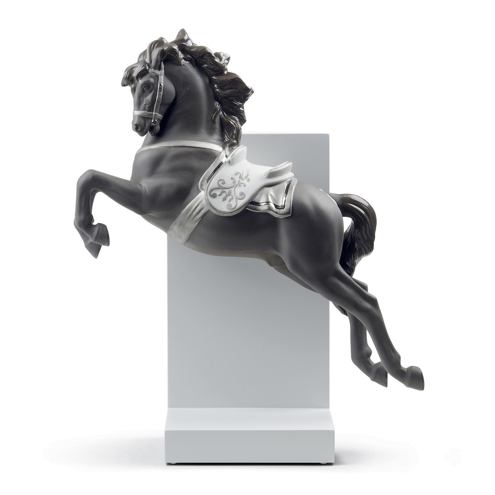 Imagen 1 de Figura Decorativa Caballo en pirouette. Lustre plata Lladró - Negro Negro
