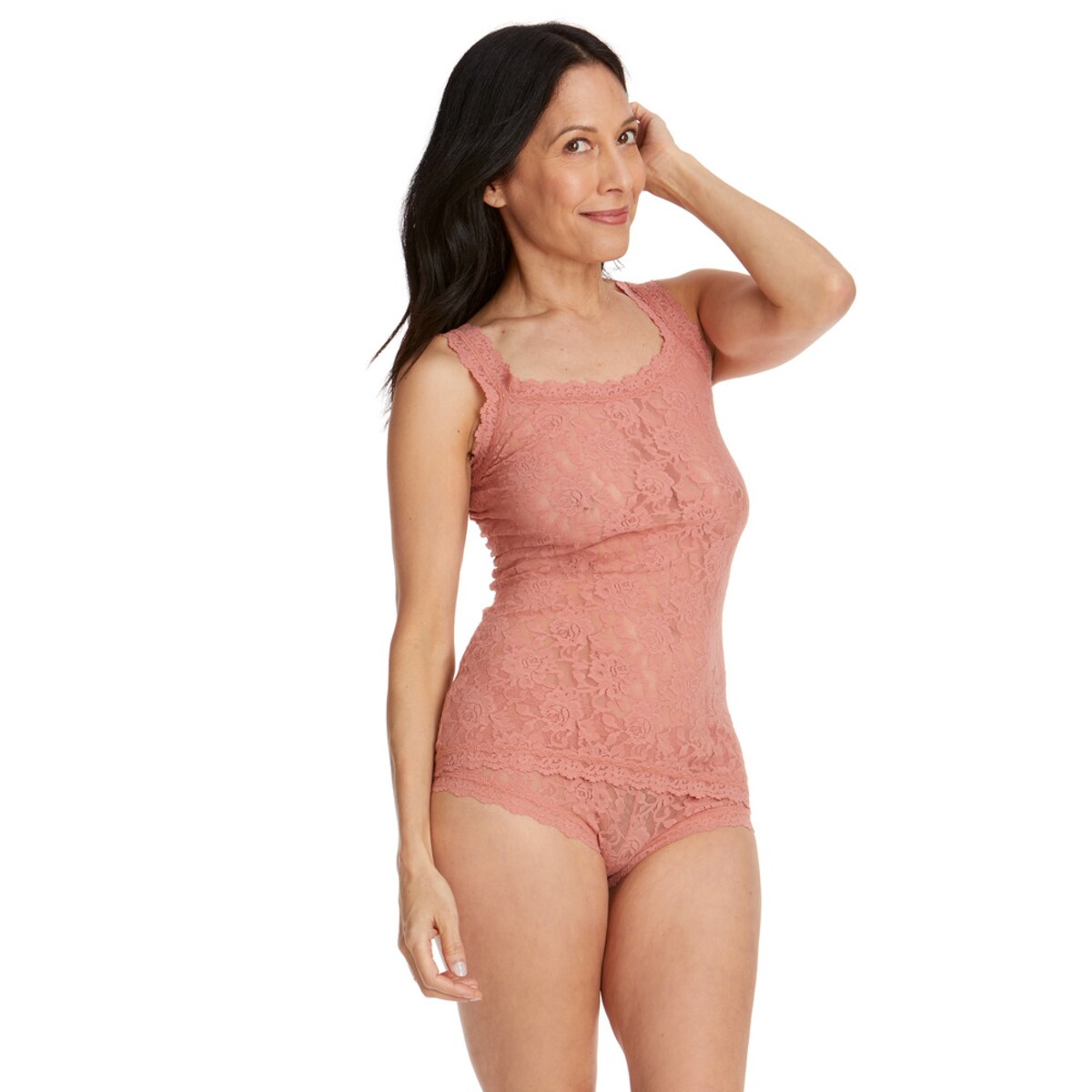 T-shirt Interior de Alça Larga com Renda Natural-1