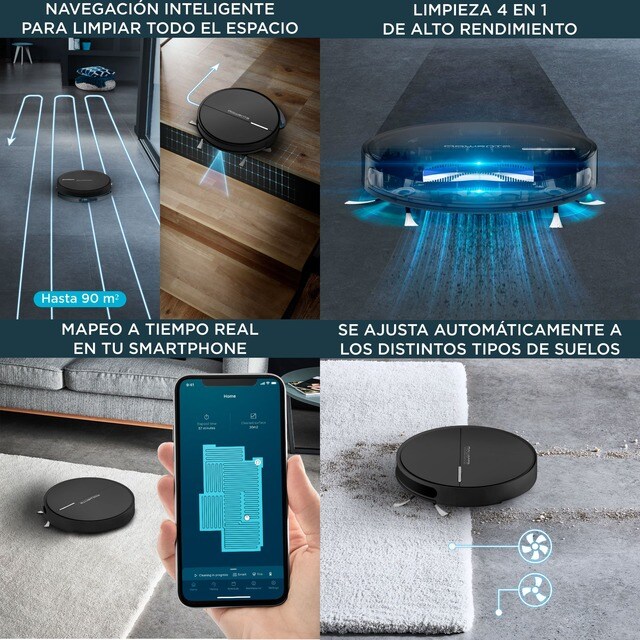 Robot aspirador con mopa Rowenta X-PLORER SERIE 60 ultraplano RR7455, 4 en  1 · El Corte Inglés