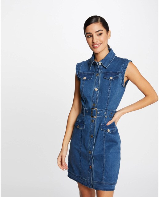 Vestido entallado vaquero con cinturón · Morgan · El Corte Inglés