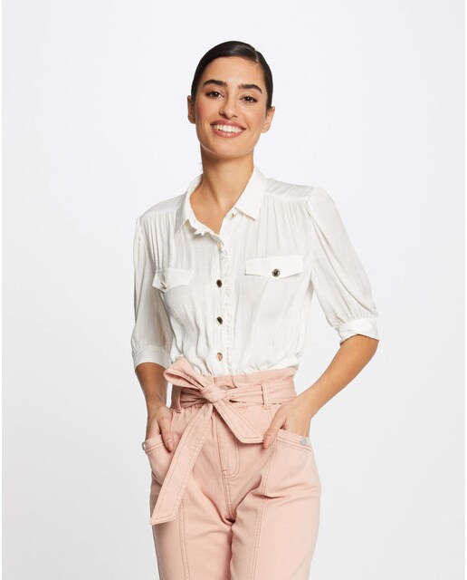 Camisa de mujer de manga francesa con bolsillos · Morgan · El Corte Inglés