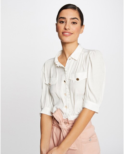 Camisa de mujer de manga francesa con bolsillos · Morgan · El Corte Inglés