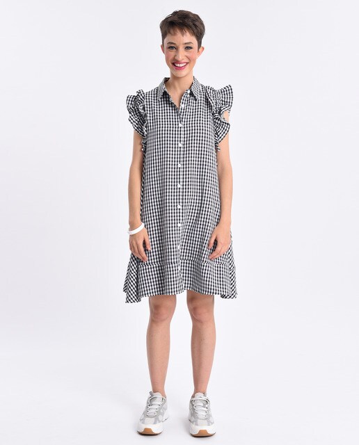Vestido de manga corta con volantes y estampado cuadros vichy · Lili  Sidonio · El Corte Inglés