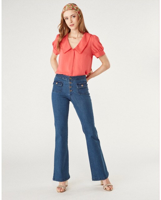 Blusa de mujer de manga corta con cuello bobo · Naf Naf · El Corte Inglés