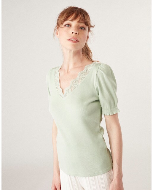 Camiseta de mujer homewear de canalé · Naf Naf · El Corte Inglés