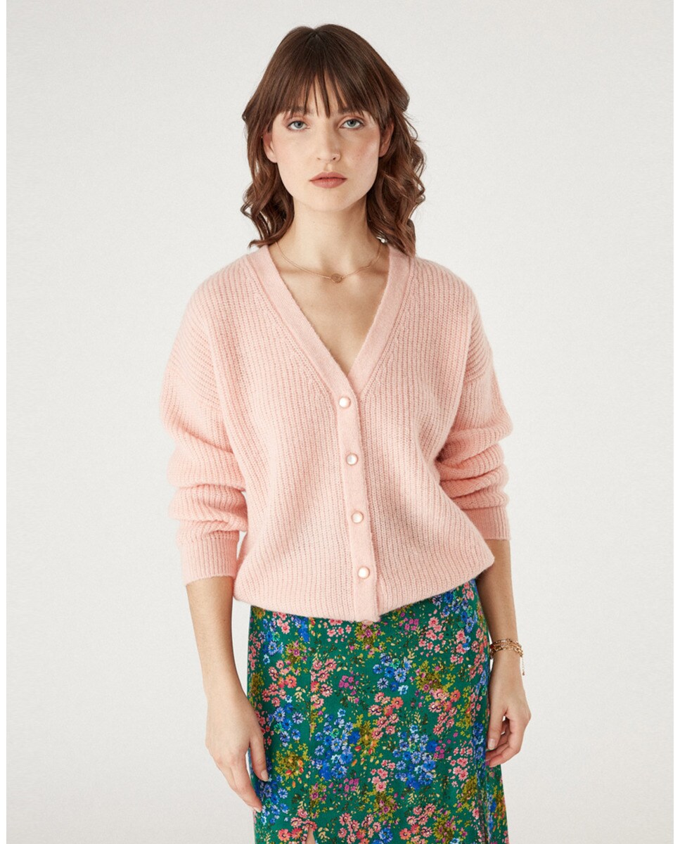 Chaqueta de punto de mujer de manga larga y cuello pico · Naf Naf · El  Corte Inglés