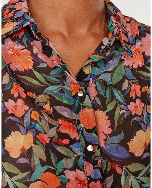 Camisa de mujer de manga larga con estampado de flores · Naf Naf · El Corte  Inglés