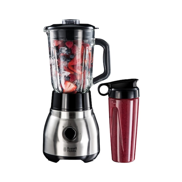 Imagen 0 de Batidora de vaso 2 en 1 Russell Hobbs Steel de Acero Inoxidable con jarra de cristal de 1,5 l