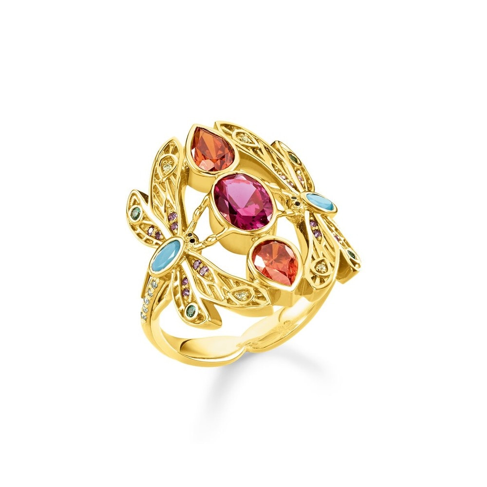 Anillo libélula de plata con baño de oro de 18K - Thomas Sabo - Multicolor Multicolor-1