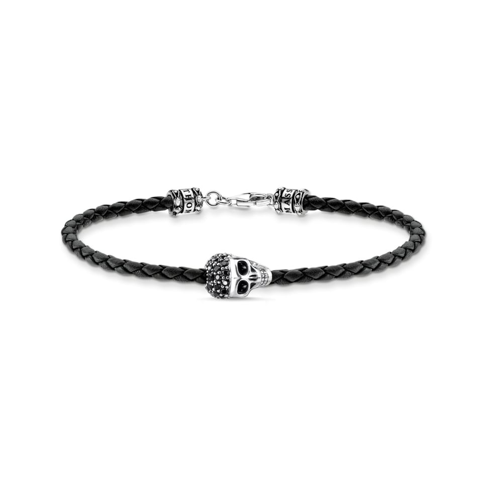 Pulsera de hombre de plata con calaveras Negro-1