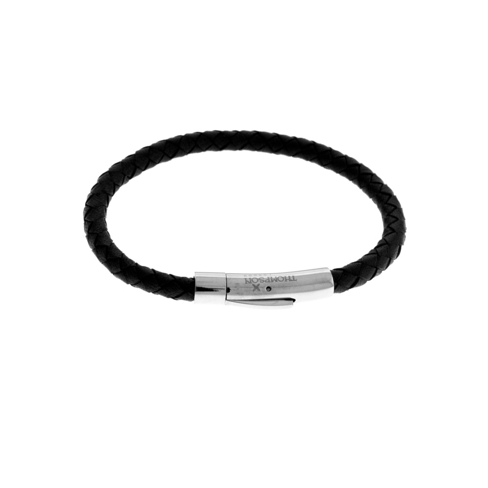 Imagen 0 de Pulsera de hombre Thompson de cuero trenzado en color negro Negro