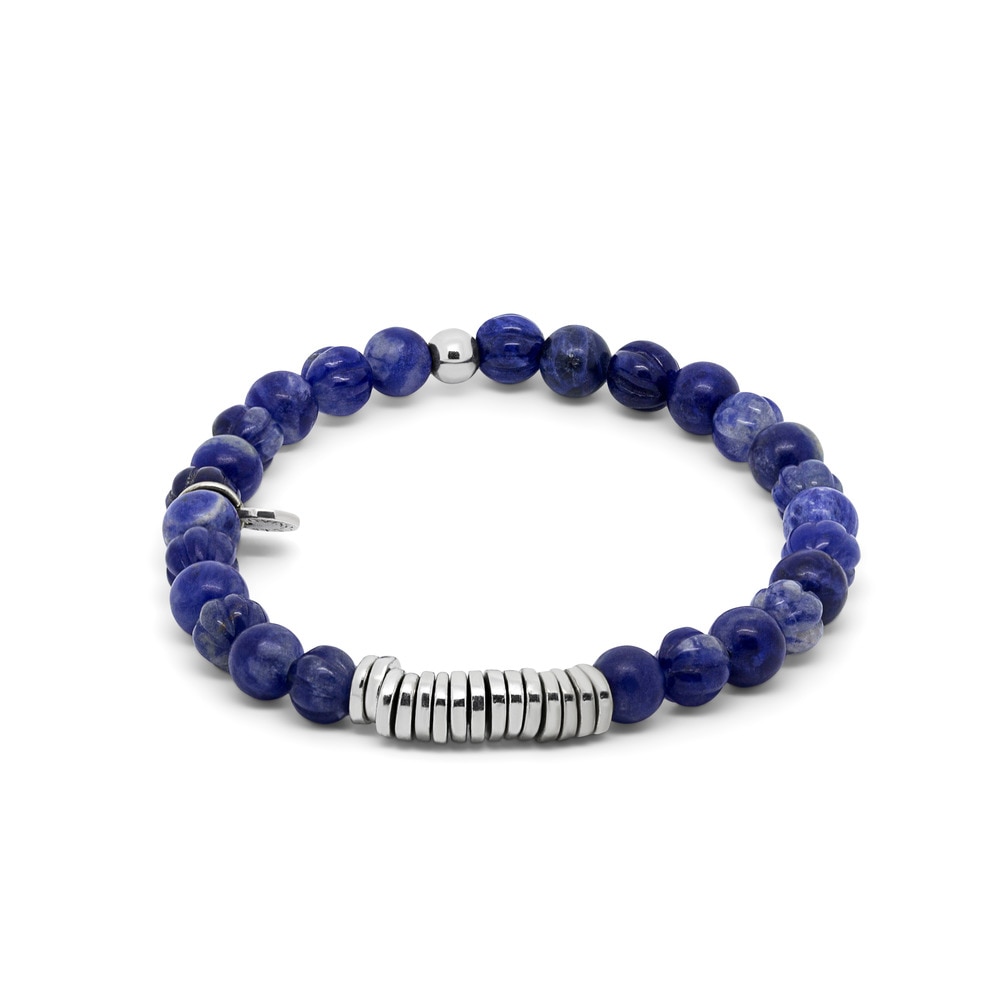 Imagen 0 de Pulsera Tateossian de sodalita con discos de plata de ley azul Azul