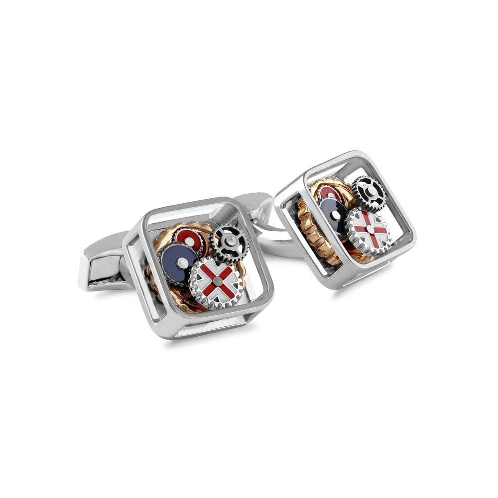 Imagen 0 de Gemelos Tateossian Britannia cuadrados en acero inoxidable Plata