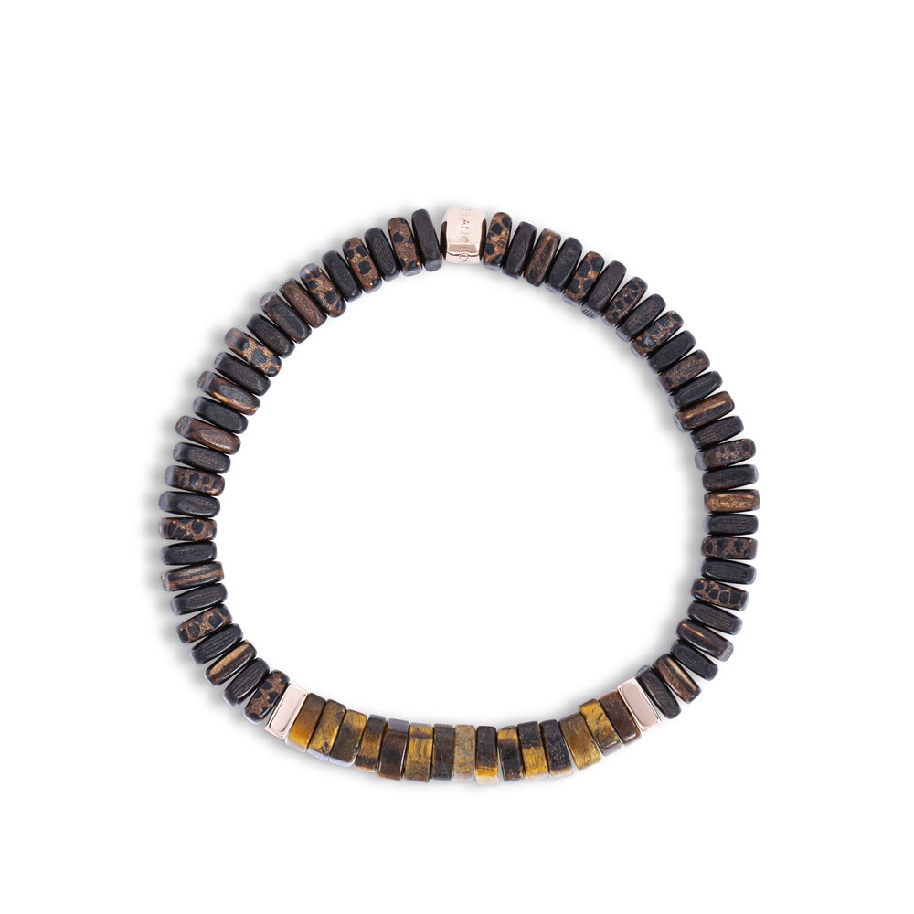 Pulsera Tateossian Legno Ojo de Tigre en plata de primera ley - Marrón Marrón-3