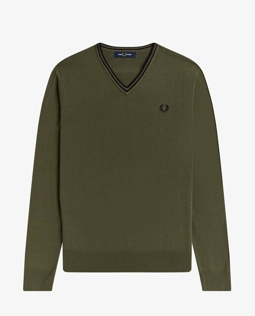 Jersey de hombre verde de cuello pico · FRED PERRY · El Corte Inglés
