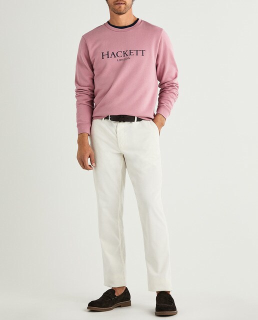 Sudadera de hombre en color rosa con cuello redondo · Hackett · El Corte  Inglés