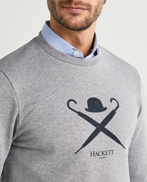 Sudadera de hombre en color gris con cuello redondo · Hackett · El Corte  Inglés