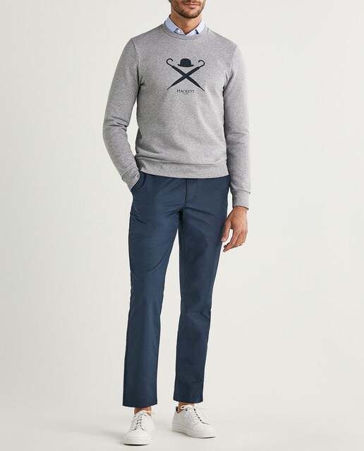 Sudadera de hombre en color gris con cuello redondo · Hackett · El Corte  Inglés