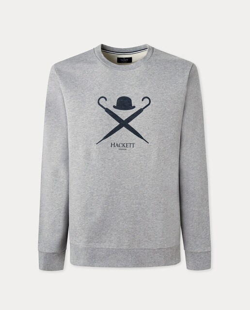 Sudadera de hombre en color gris con cuello redondo · Hackett · El Corte  Inglés