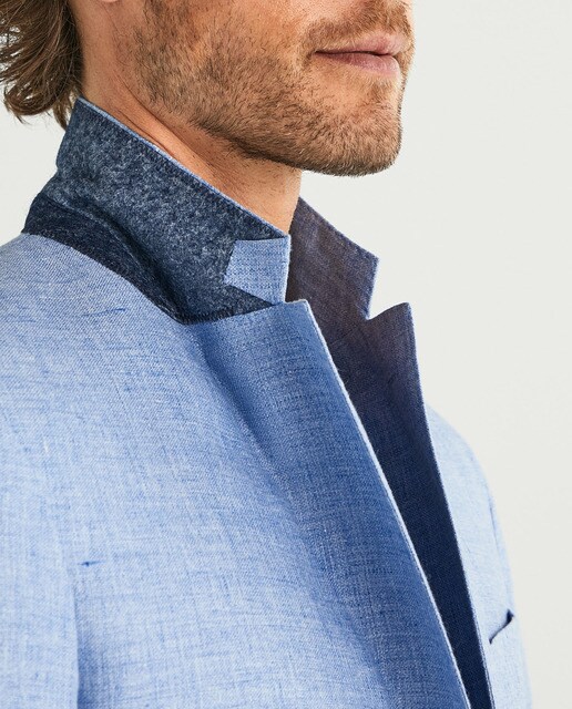 Americana de lino de hombre classic lisa en color azul claro · Hackett · El  Corte Inglés