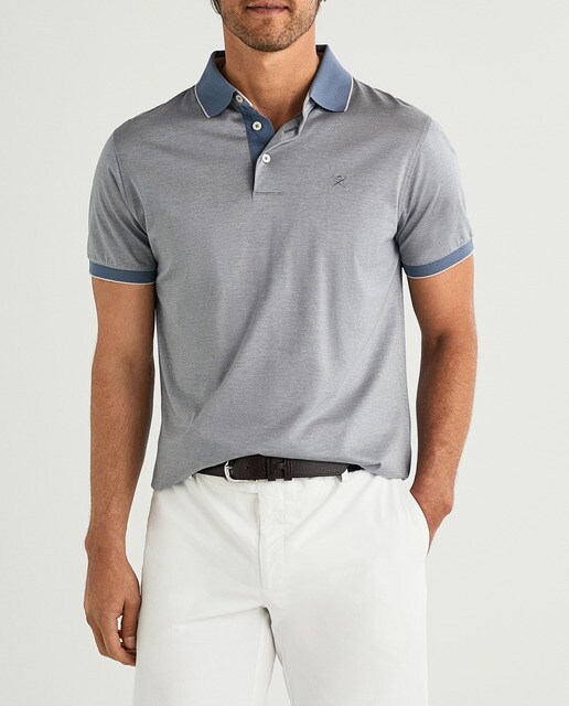 Polo de hombre en color gris de manga corta · Hackett · El Corte Inglés