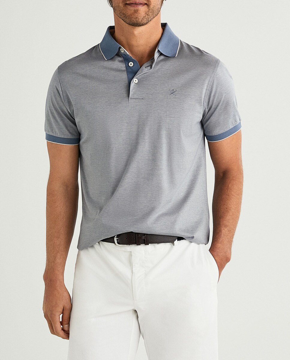 Polo de hombre en color gris de manga corta · Hackett · El Corte Inglés