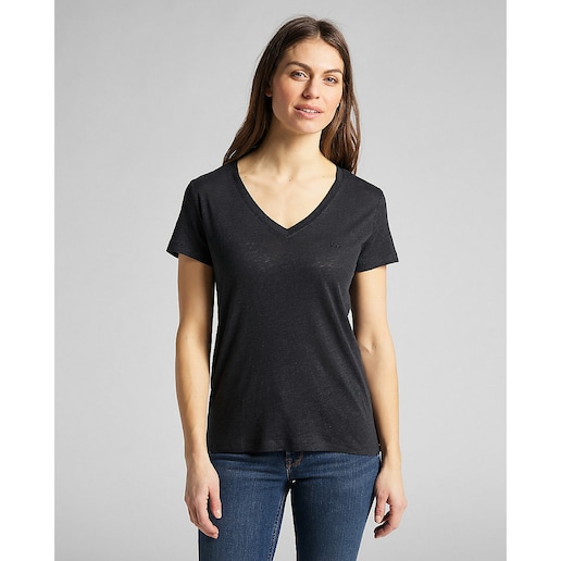 Imagen 0 de Camiseta de mujer de manga corta con cuello pico