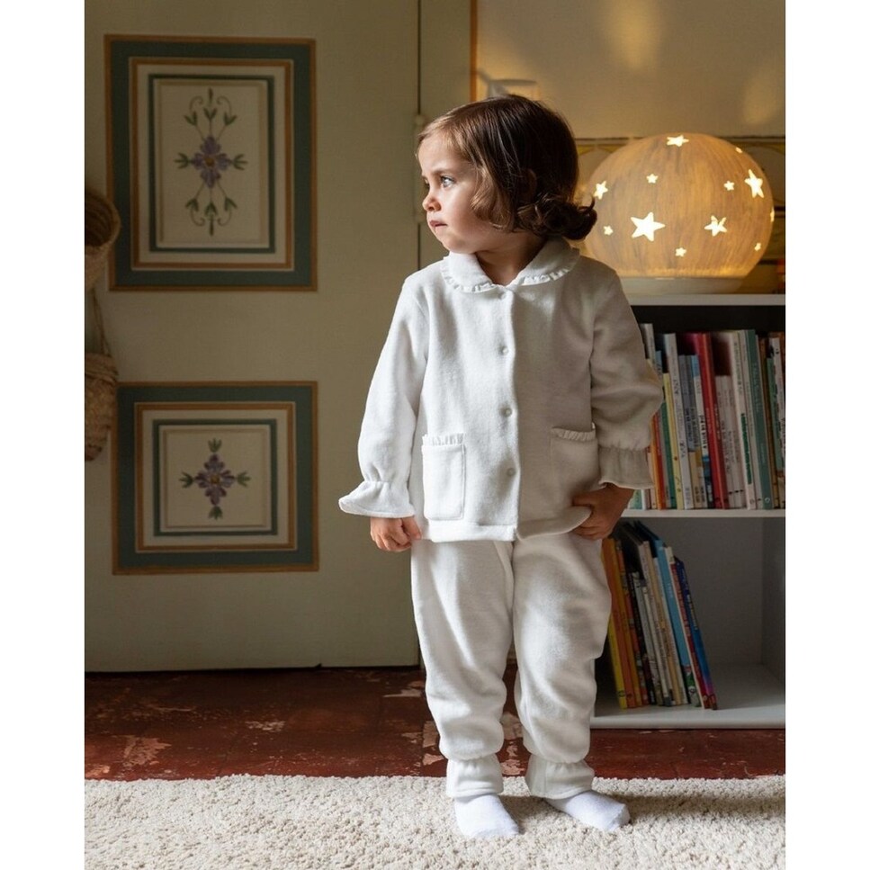 Pijama de Folhos Cardado - Branco Branco-2