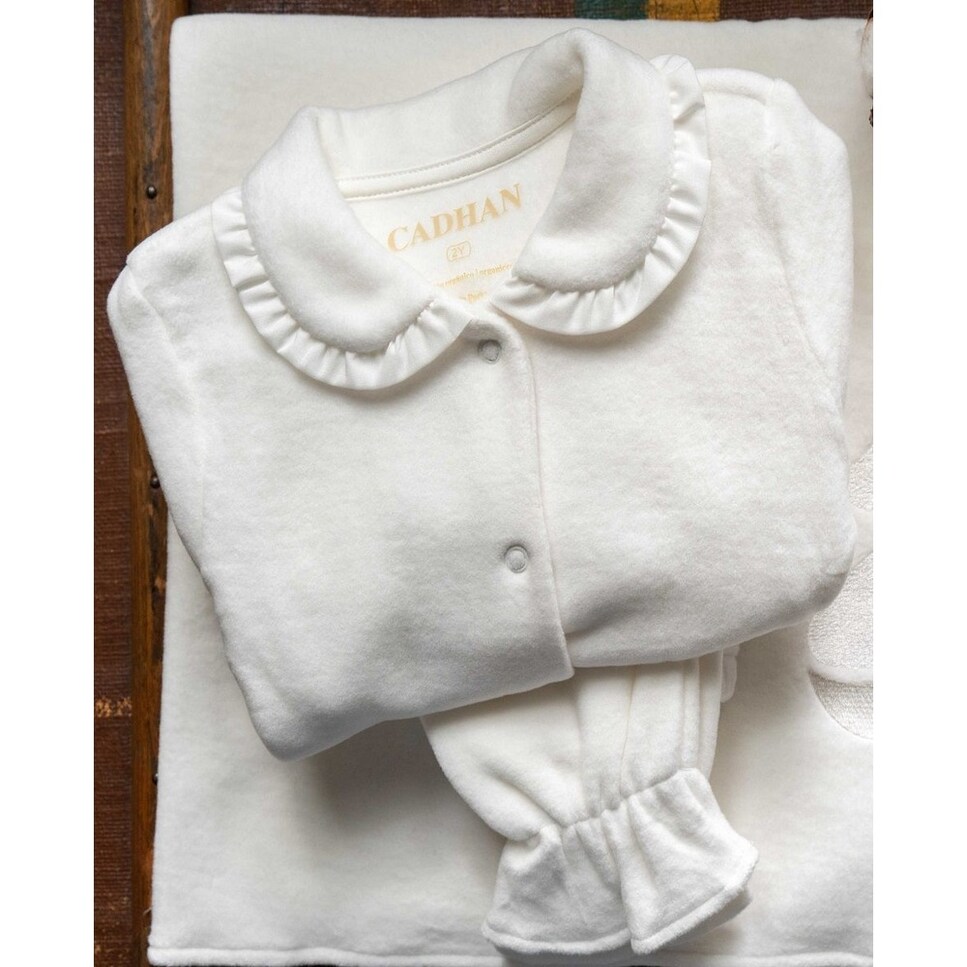 Pijama de Folhos Cardado - Branco Branco-4