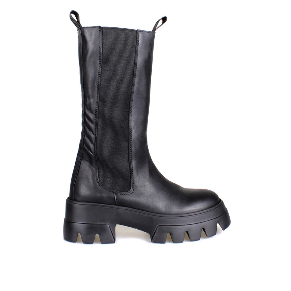 Bota de mulher com elástico Catarina Martins em pele preta Preto-1