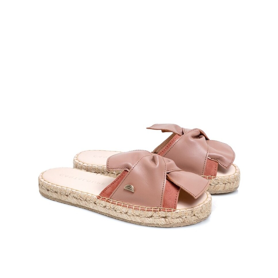 Sandália de mulher Cantaloupe em rosa escuro e laço em pele Rosa-2