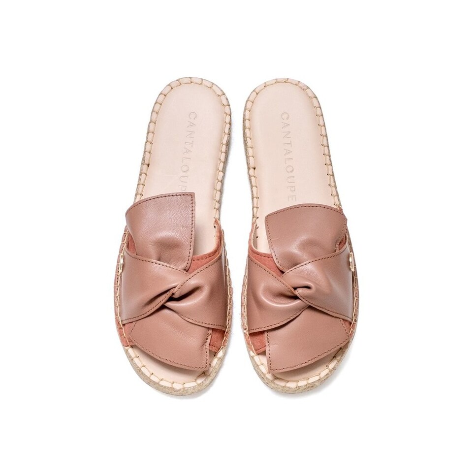 Sandália de mulher Cantaloupe em rosa escuro e laço em pele Rosa-3