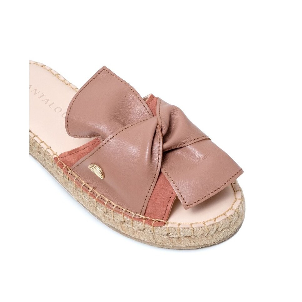 Sandália de mulher Cantaloupe em rosa escuro e laço em pele Rosa-4