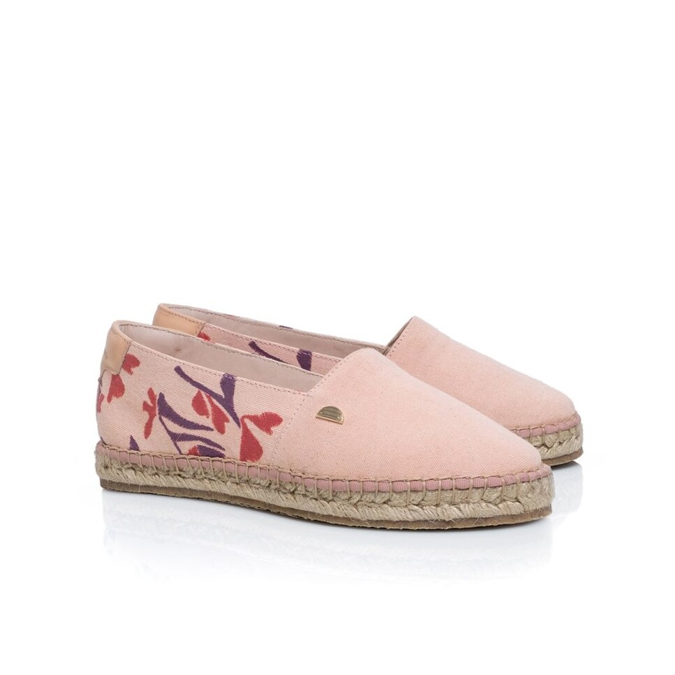 Alpercata de mulher Cantaloupe em tecido de algodão na cor pêssego e estampado floral Coral-2