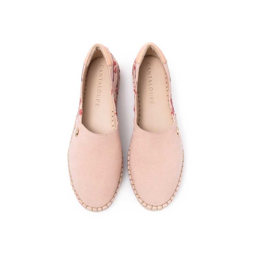 Alpercata de mulher Cantaloupe em tecido de algodão na cor pêssego e estampado floral Coral-3