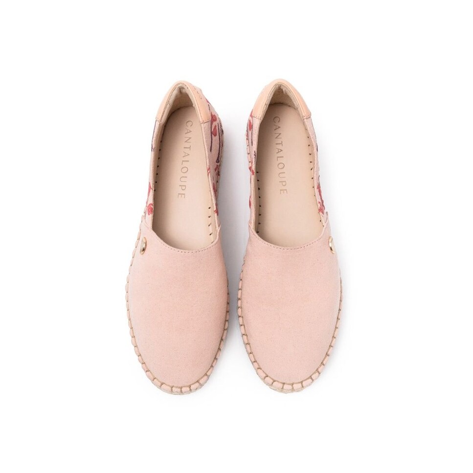 Alpercata de mulher Cantaloupe em tecido de algodão na cor pêssego e estampado floral Coral-3