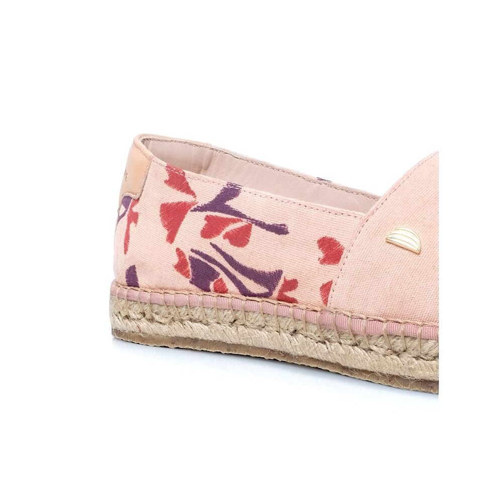 Alpercata de mulher Cantaloupe em tecido de algodão na cor pêssego e estampado floral Coral-4