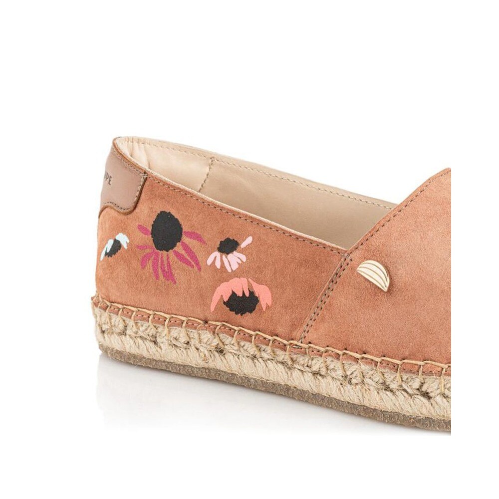 Alpercata de mulher Cantaloupe em camurça conhaque e estampado floral Conhaque-4