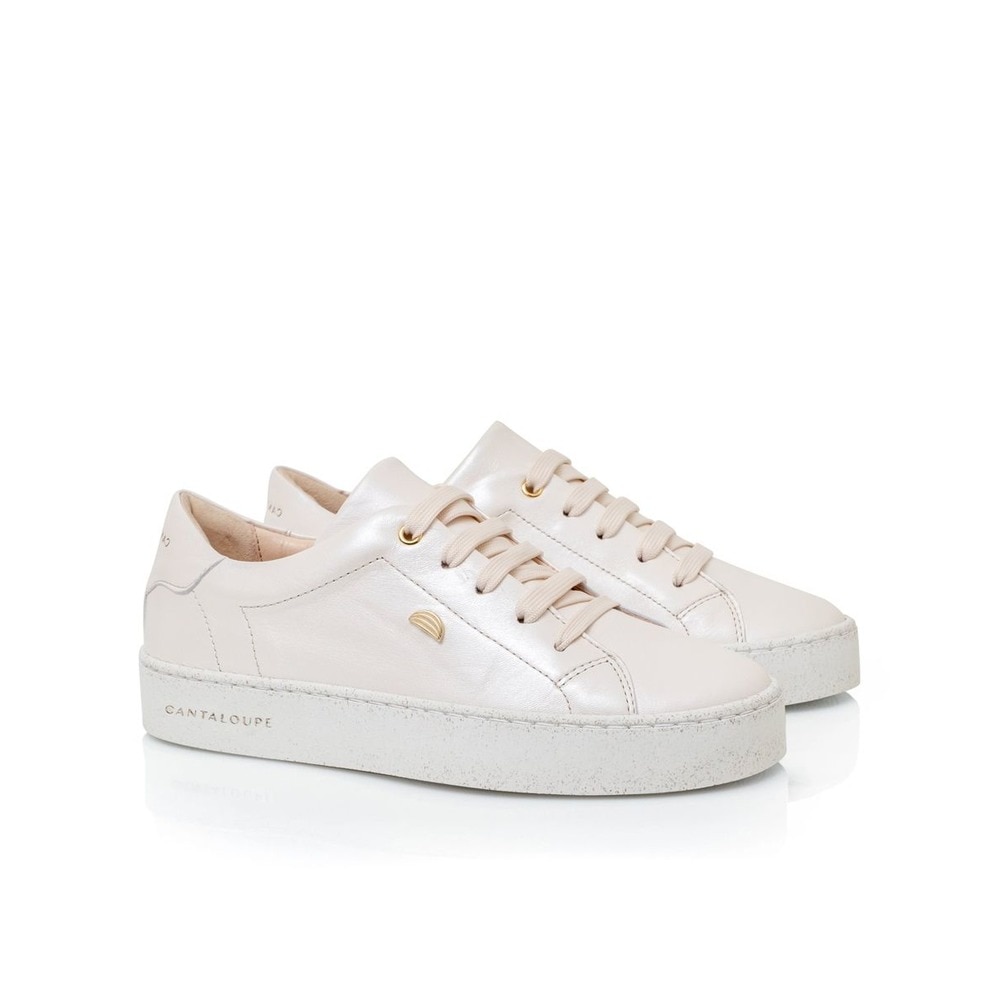Sneaker de mulher Cantaloupe em pele pérola Pérola-2