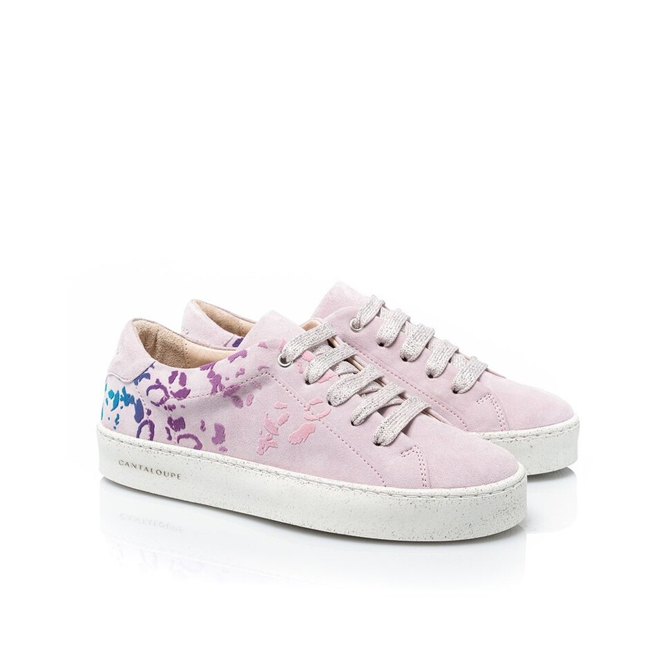 Sneaker de mulher Cantaloupe em camurça lilás com estampado leopardo Lilás-2