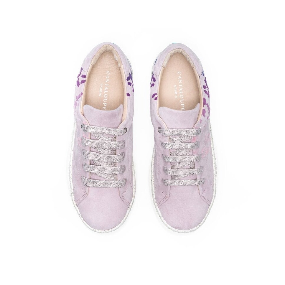 Sneaker de mulher Cantaloupe em camurça lilás com estampado leopardo Lilás-3