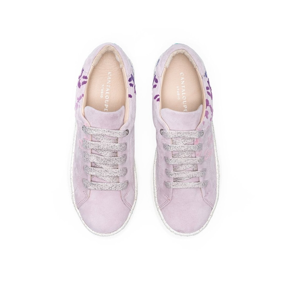 Sneaker de mulher Cantaloupe em camurça lilás com estampado leopardo Lilás-3