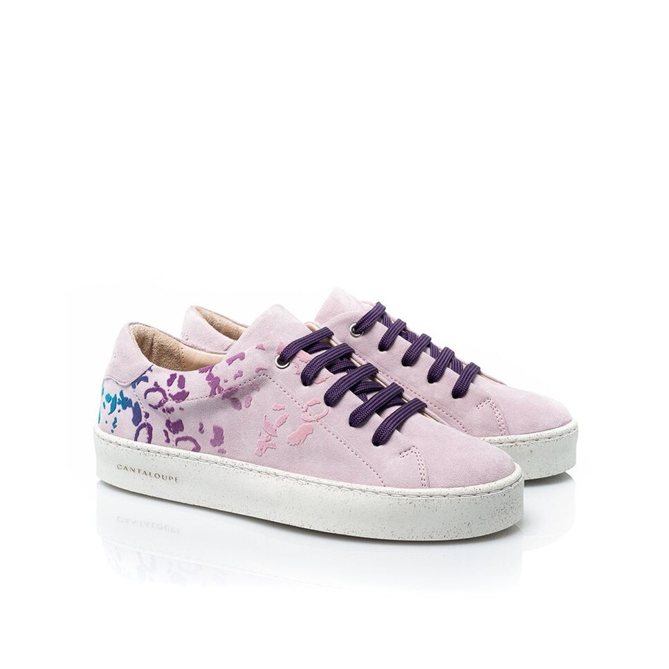 Sneaker de mulher Cantaloupe em camurça lilás com estampado leopardo Lilás-4